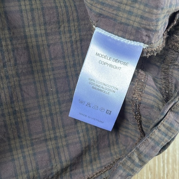 C de C Plaid Cotton Blouse Purple and Black - Picture 5 of 8